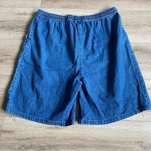 Vintage jean shorts mom style elastic waist denim shorts embroidered fish detail - Picture 2 of 11